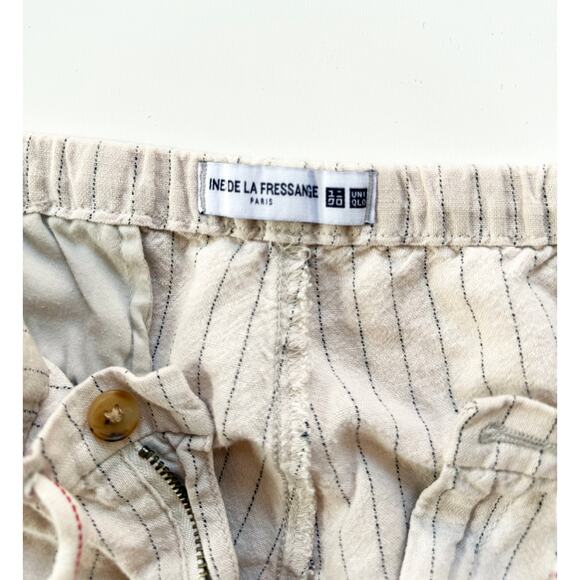 Uniqlo Cream Linen‎ Pants Pin Striped  Large - Picture 6 of 6